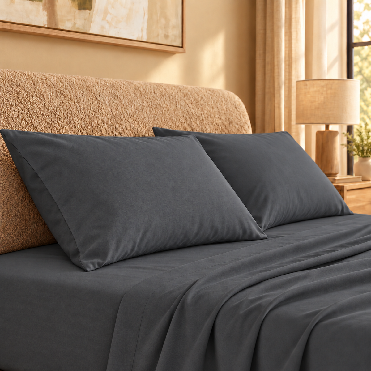 Set due federe in 100% cotone antracite