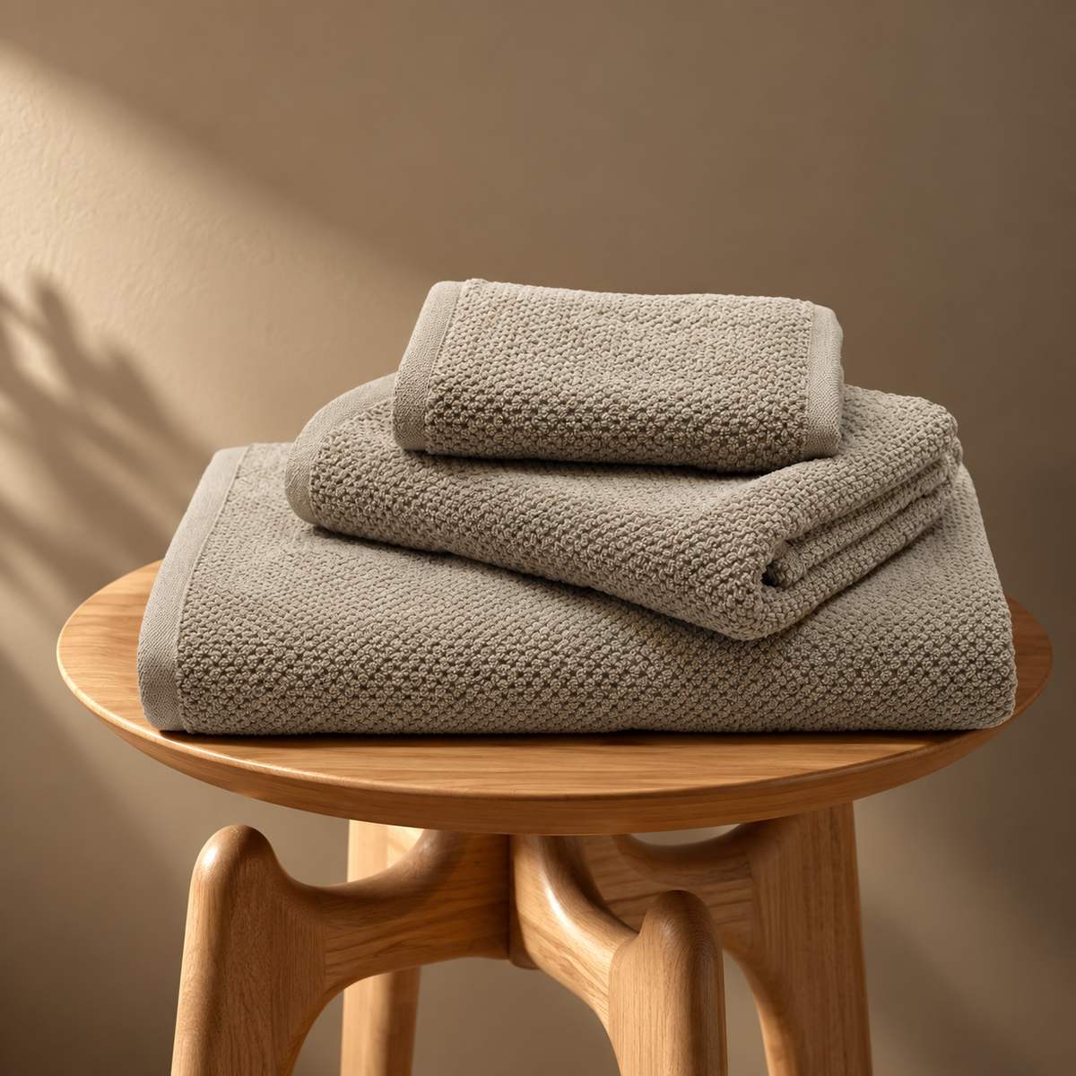 Set tre asciugamani spugna di cotone grigio