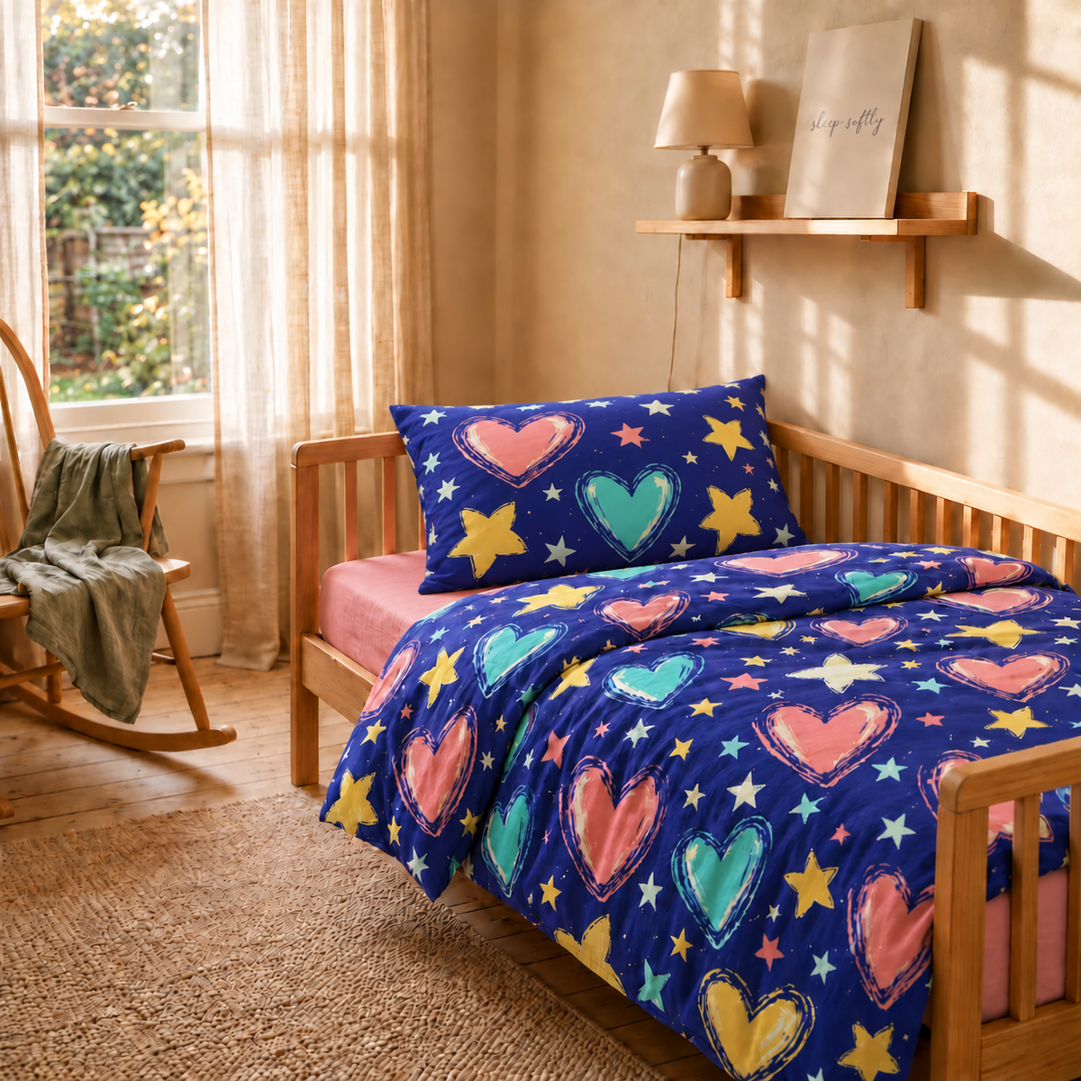 Set Kids Copripiumino e federa in 100% cotone cuori