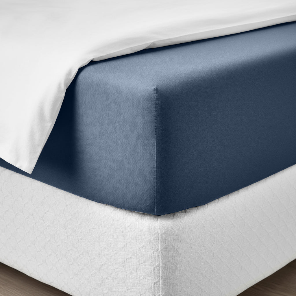 Lenzuolo sotto con angoli in cotone blu
