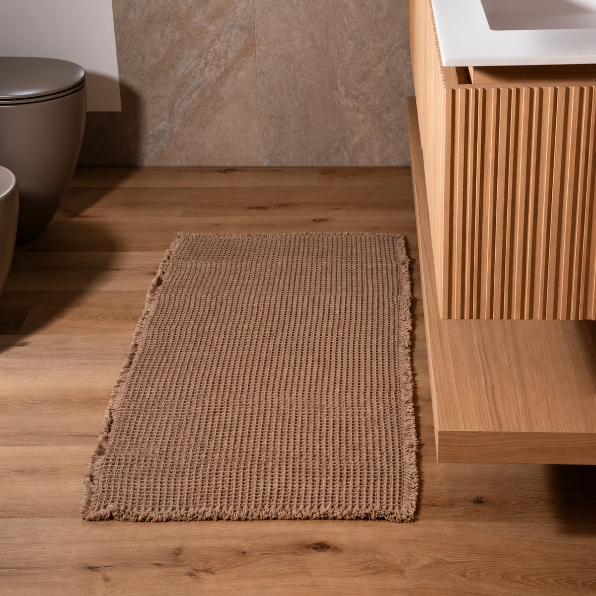 Tappeto bagno in spugna caramello