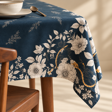 Tovaglia in 100% cotone blu floreale