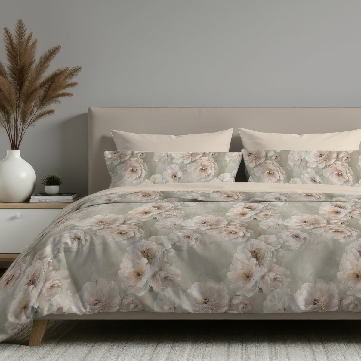 Completo Letto in 100% Cotone con lenzuola e Federe paradise grigio