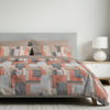 Completo Letto in 100% Cotone con lenzuola e Federe geometrico arancione