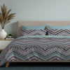 Completo Letto in 100% Cotone con lenzuola e Federe chevron blu