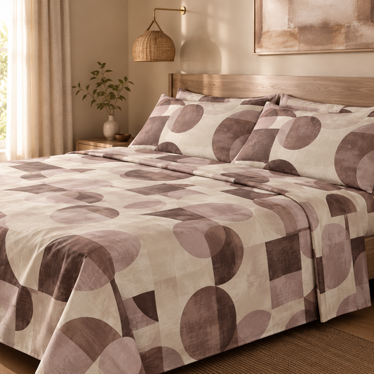 Completo Letto in 100% Cotone con lenzuola e Federe forme bruciato