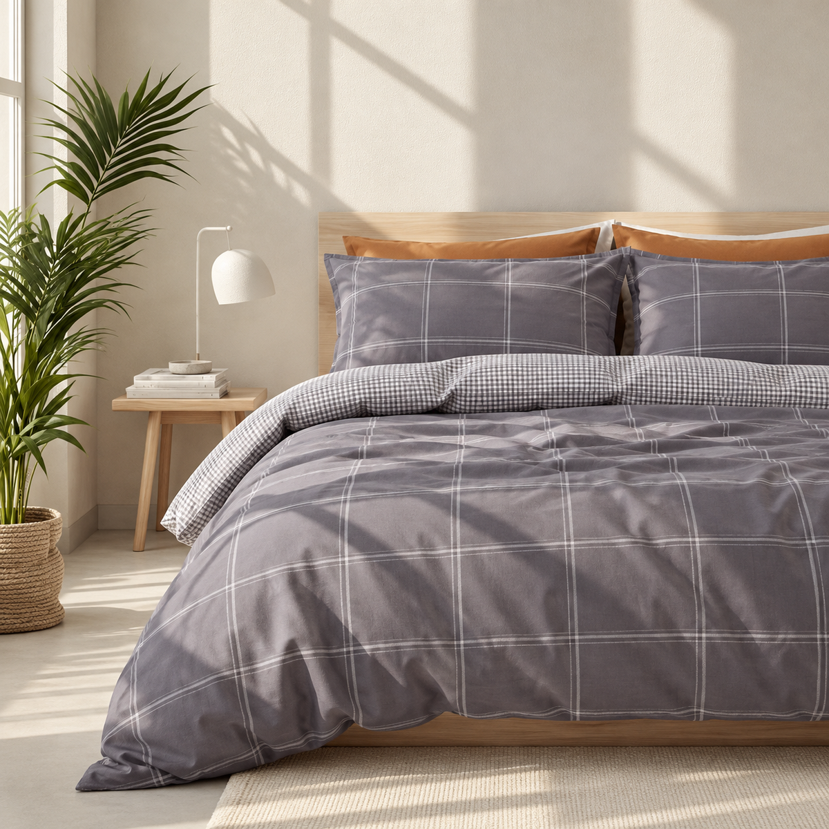 Set Copripiumino e federe in 100% cotone maison grigio