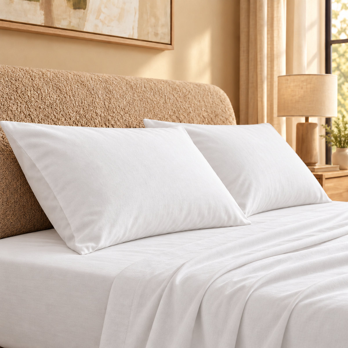 Set due federe in 100% cotone bianco