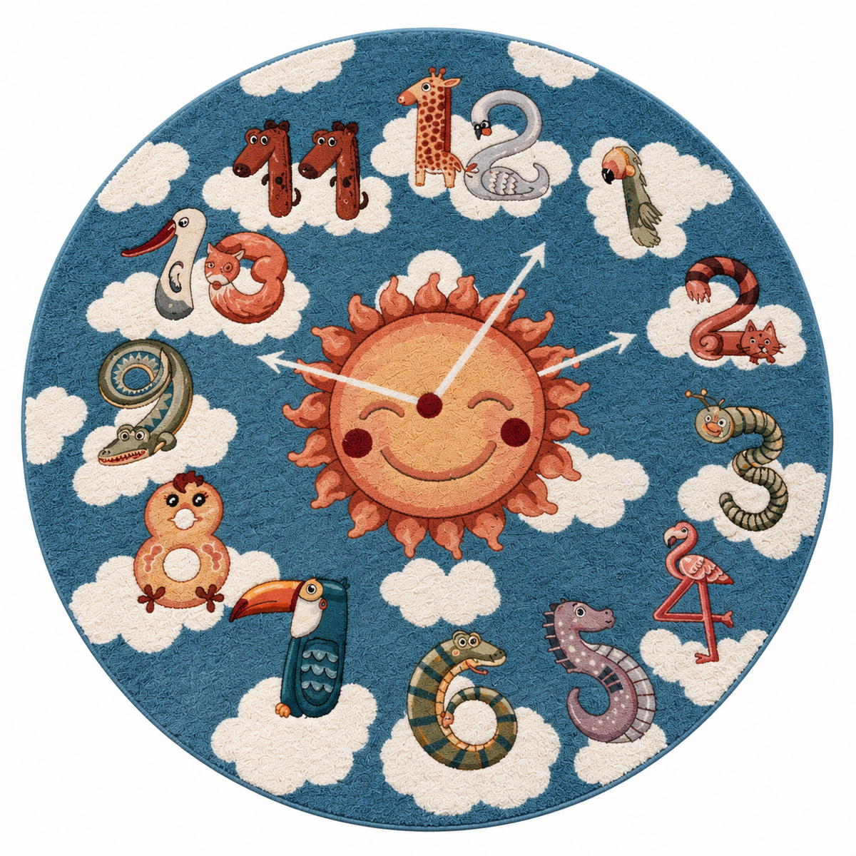 Tappeto Rotondo Kids in Cotone e Ciniglia Blu