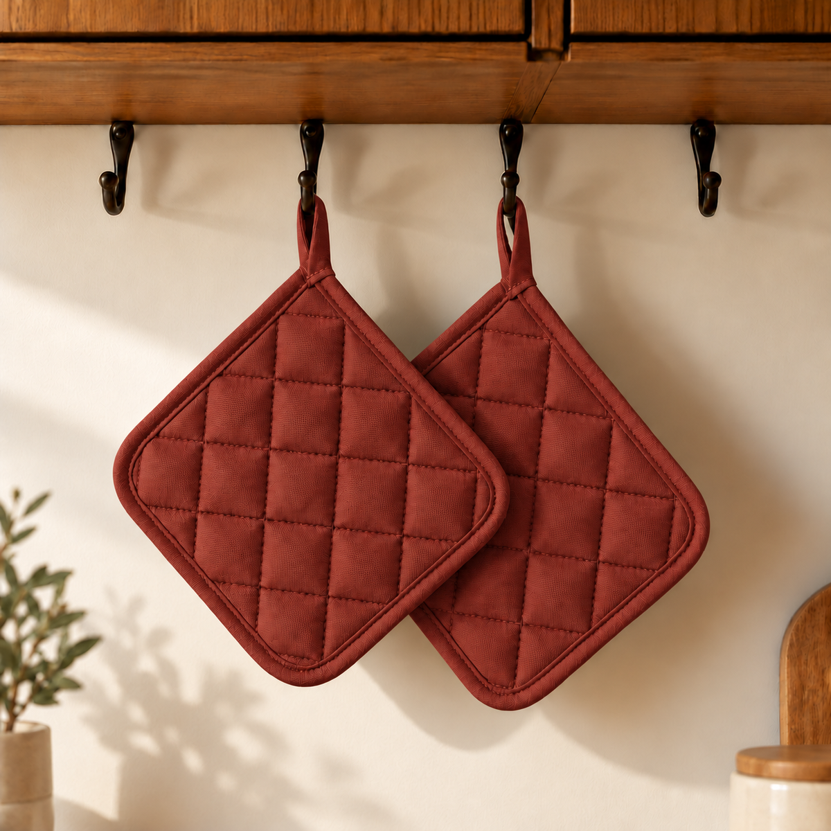 Due presine da Cucina in 100% Cotone rosso
