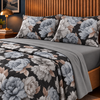 Completo Letto in 100% Cotone con lenzuola e Federe peonia grigio