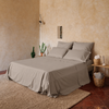 Completo Letto tinta unita in 100% Cotone con Lenzuola e Federe sabbia