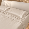 Completo Letto in raso con Lenzuola e Federe panna