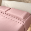 Completo Letto in raso con Lenzuola e Federe rosa