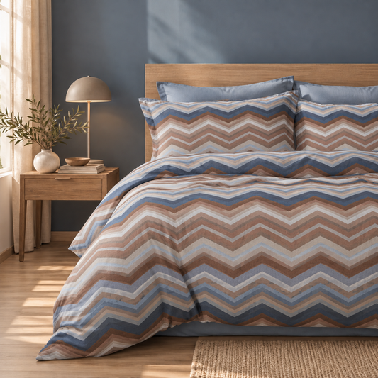 Completo Letto in 100% Cotone con Lenzuola e Federe ysidro blue