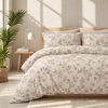 Completo Letto in 100% Cotone con Lenzuola e Federe fiori di campo beige