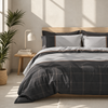 Completo Letto in 100% Cotone con lenzuola e Federe grigio tricolore