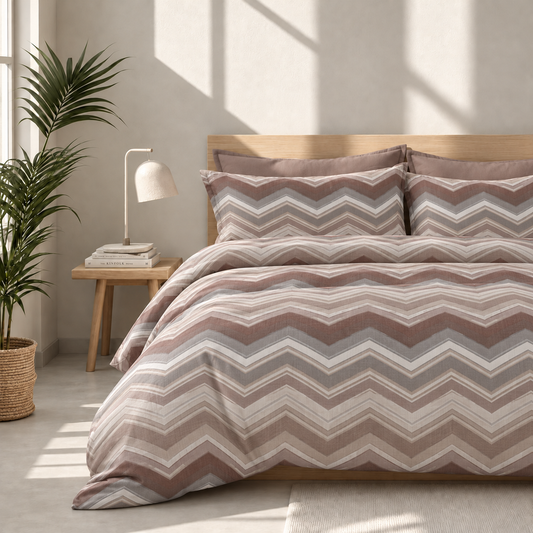 Completo Letto in 100% Cotone con lenzuola e Federe ysidro taupe