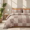 Completo Letto in 100% Cotone con lenzuola e Federe scacchi beige