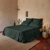 Completo Letto tinta unita in 100% Cotone con Lenzuola e Federe foresta