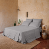 Completo Letto tinta unita in 100% Cotone con Lenzuola e Federe perla