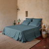 Completo Letto tinta unita in 100% Cotone con Lenzuola e Federe laguna