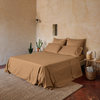 Completo Letto tinta unita in 100% Cotone con Lenzuola e Federe ocra