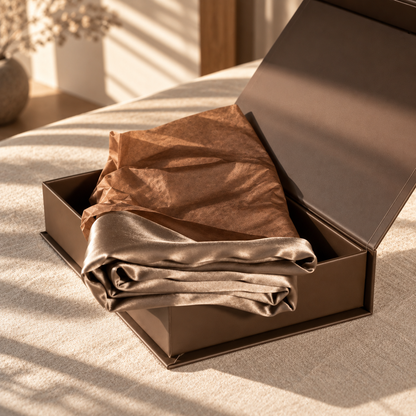 Federe in seta marrone – Set 2 pezzi