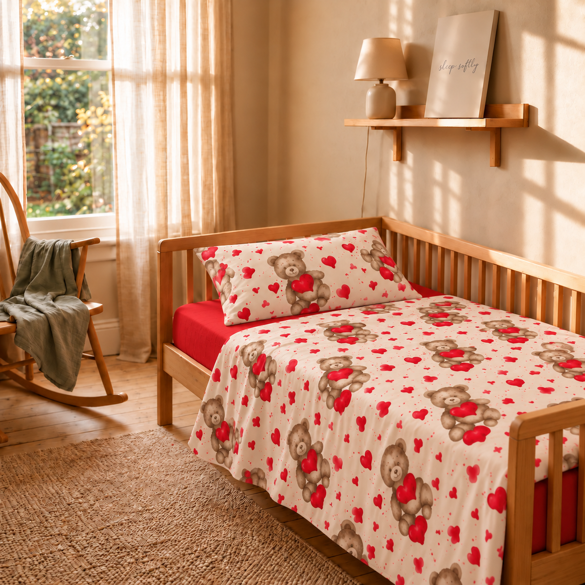 Completo letto kids in 100% Cotone con lenzuola e federe teddy