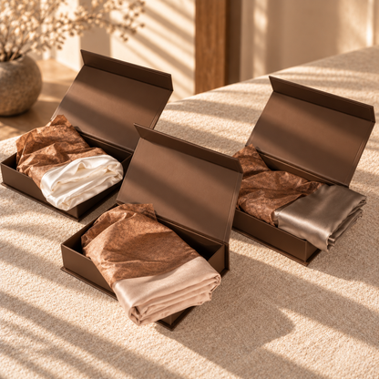 Federe in seta marrone – Set 2 pezzi