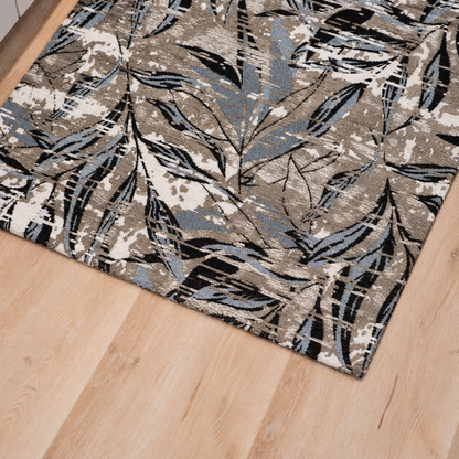 Tappeto cucina in cotone e ciniglia foliage antracite