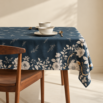Tovaglia in 100% cotone blu floreale