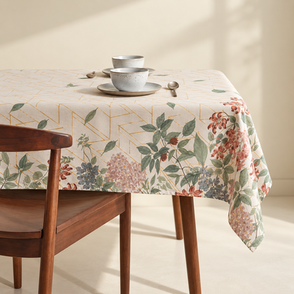 Tovaglia in 100% cotone bianca floreale