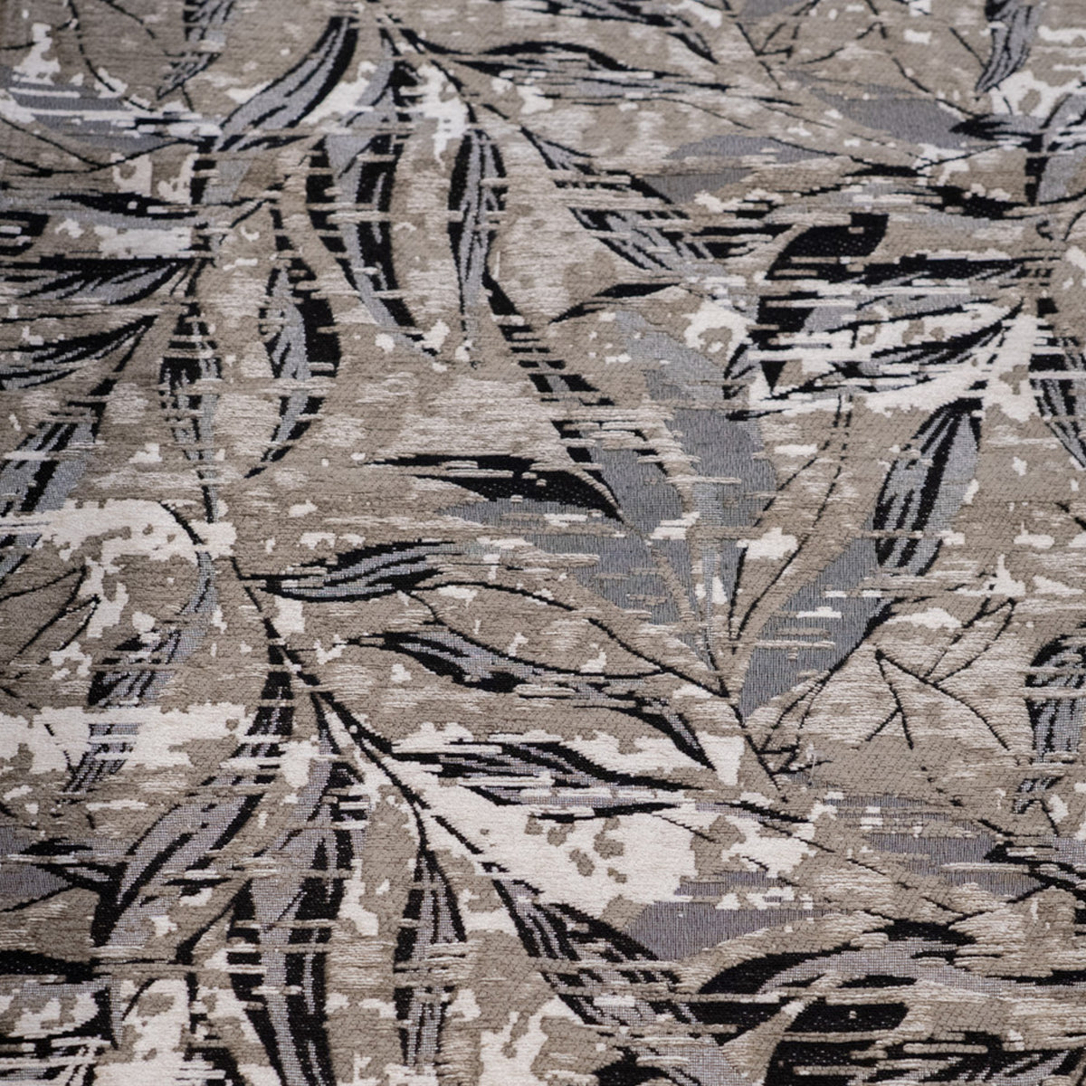 Tappeto cucina in cotone e ciniglia foliage antracite